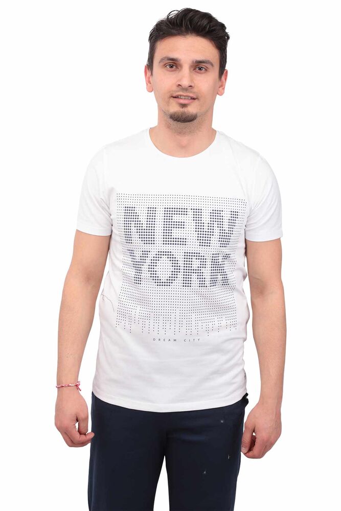 Real Rock NewYork Baskılı Erkek Tshirt | Beyaz