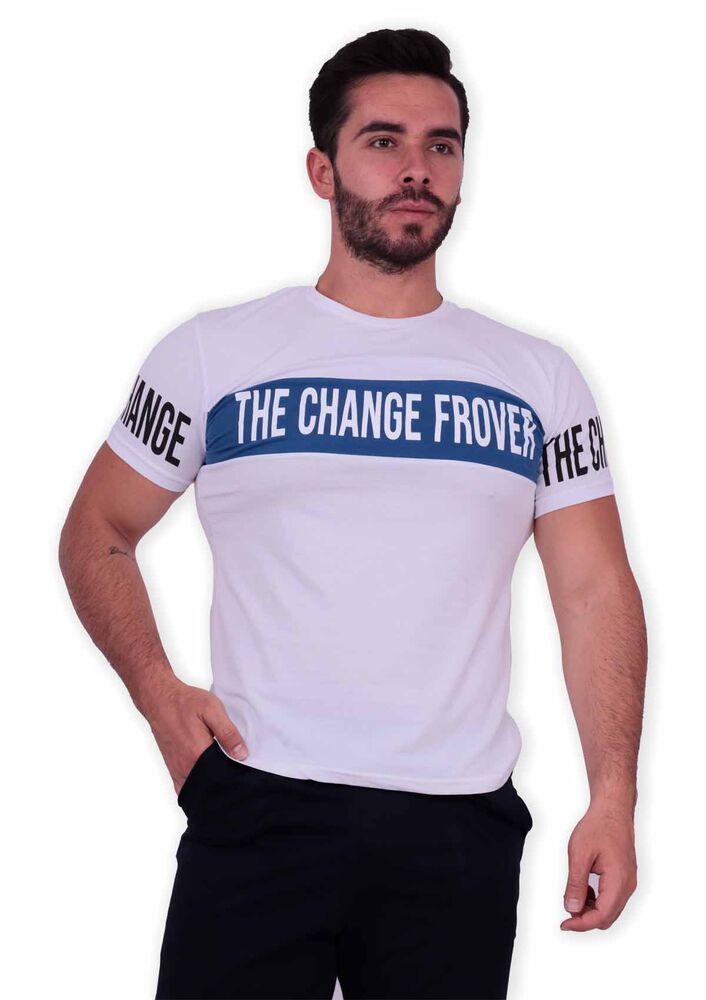 Baskılı Kısa Kollu Erkek T-shirt 006 | Beyaz
