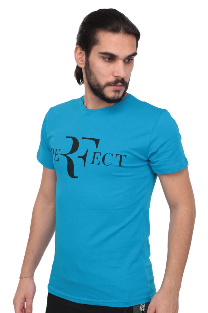 Baskılı Kısa Kollu Erkek T-shirt 005 | Mavi