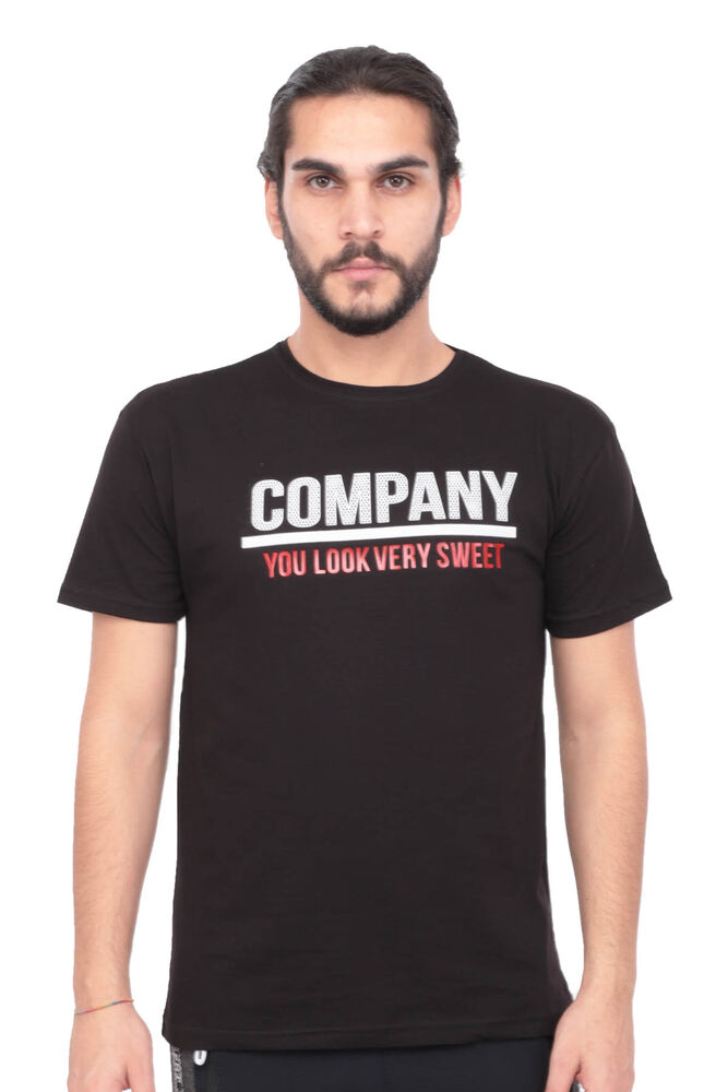 Baskılı Kısa Kollu Erkek T-shirt | Siyah