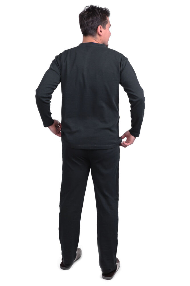 Omuz Detaylı Uzun Kol Erkek Pijama Takımı 01914 | Siyah