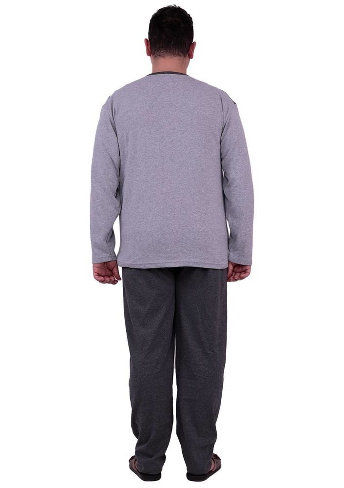 Uzun Kollu İnterlok Erkek Pijama Takımı 13052 | Gri