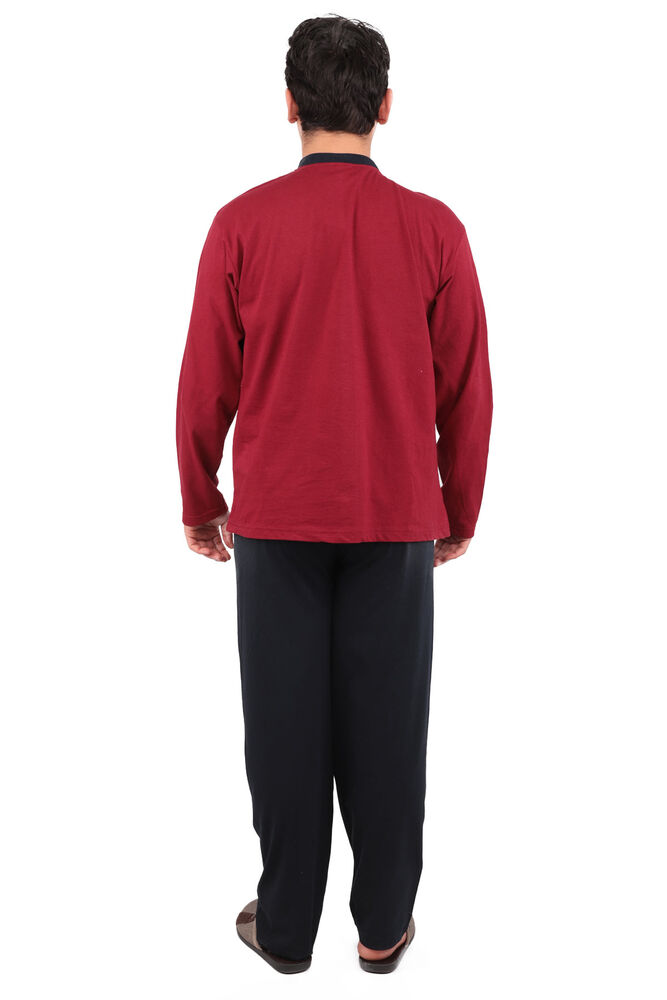 Sıfır Yaka Uzun Kollu Erkek Pijama Takımı 3450 | Bordo