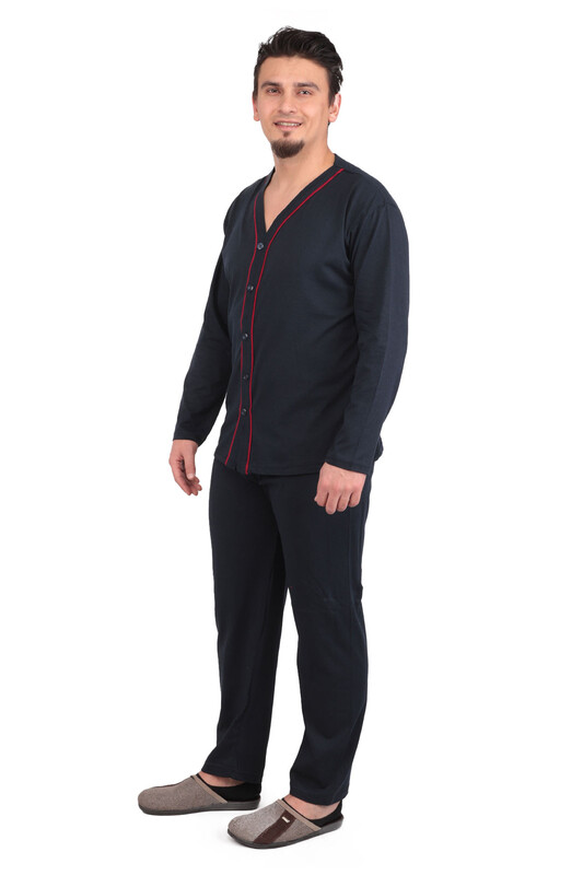 GLİSA - Boydan Düğmeli Erkek Pijama Takımı 9456 | Lacivert