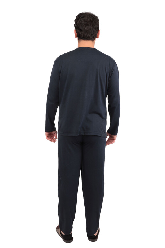 Boydan Düğmeli Erkek Pijama Takımı 9456 | Lacivert - Thumbnail