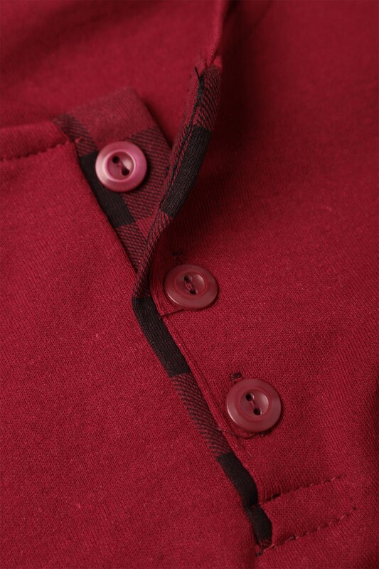 Erkek İnterlok Pijama Takımı 6610 | Kırmızı - Thumbnail