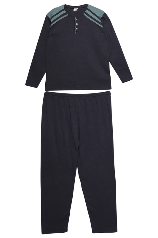 GLİSA - Erkek İnterlok Pijama Takımı 6504 | Siyah