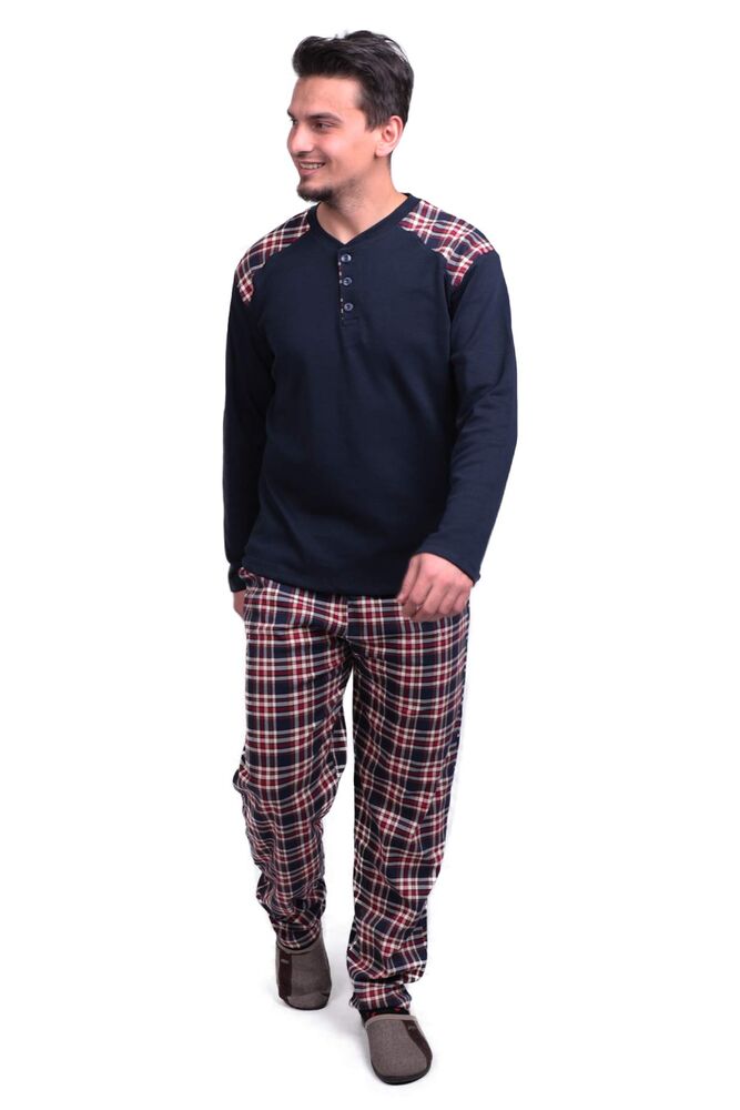 Kareli Uzun Kol Erkek Pijama Takımı 7209 | Lacivert