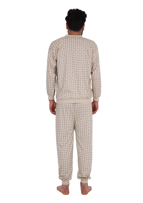 İtan V Yakalı Cepli Pijama Takımı 3194 | Kahverengi - Thumbnail