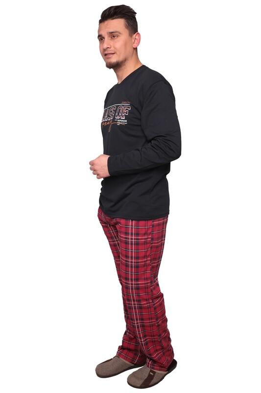Uzun Kollu Erkek Pijama Takımı 5206 | Siyah - Thumbnail