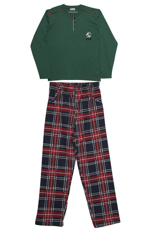 LİNDROS - Uzun Kollu Erkek Pijama Takımı 5207 | Yeşil