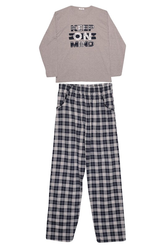LİNDROS - Uzun Kollu Erkek Pijama Takımı 5101 | Gri