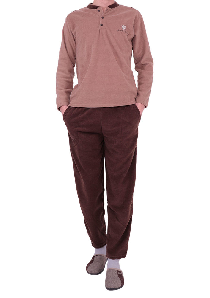 Simisso Boru Paçalı Polar Pijama Takımı 01 | Kahverengi