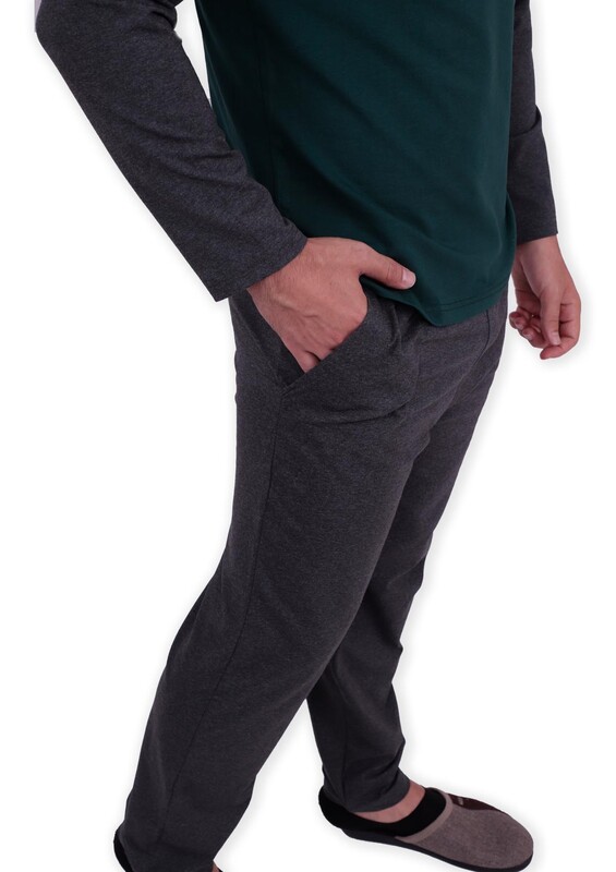 Uzun Kollu Modal Erkek Pijama Takımı 268 | Yeşil - Thumbnail