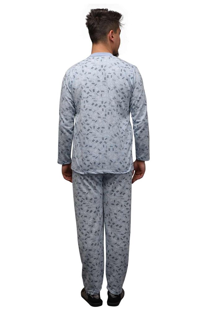 Desenli Düğmeli Erkek Pijama Takımı 0217 | Mavi
