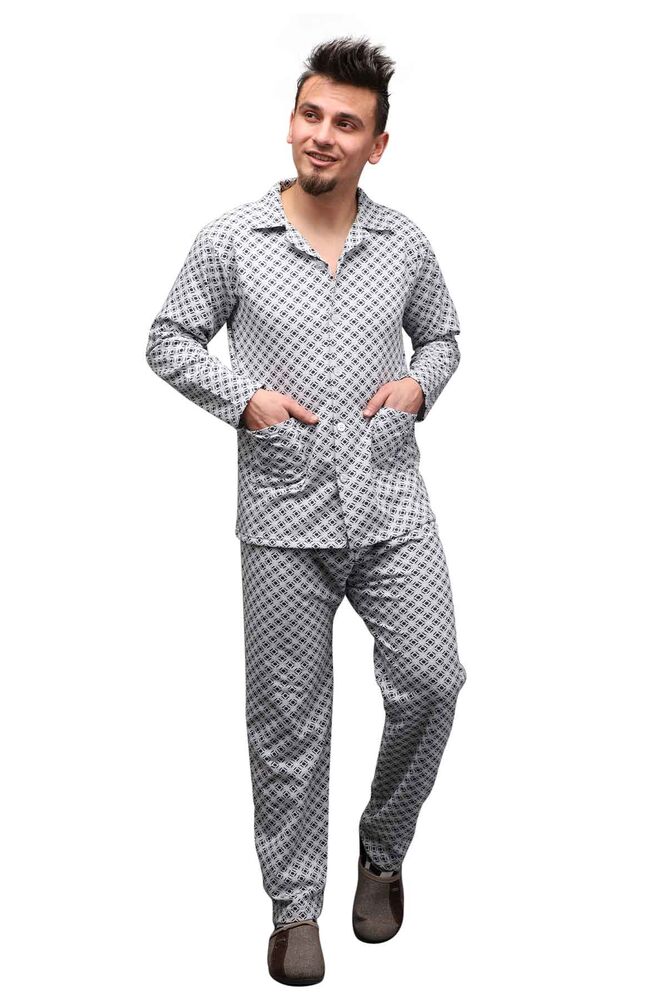 Gömlek Yaka Düğmeli Erkek Pijama Takımı 0214 | Gri