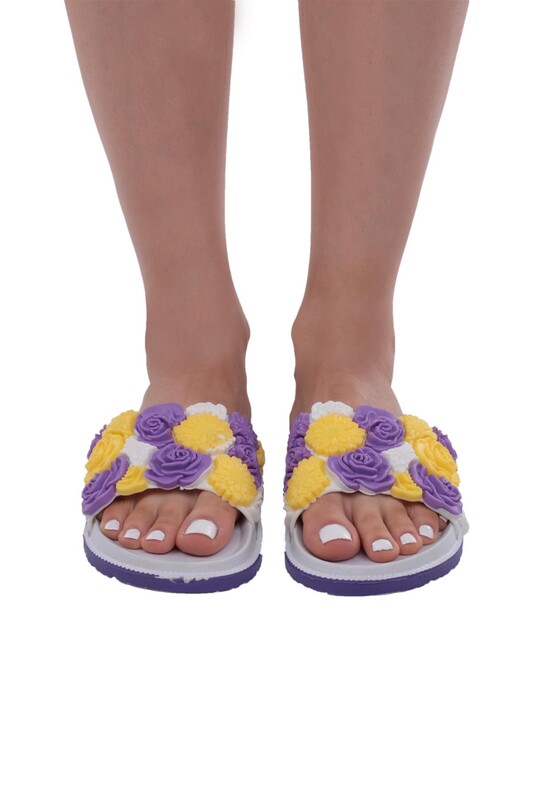 Тапочки Calx с цветами 1133/белый,пурпурный - Thumbnail