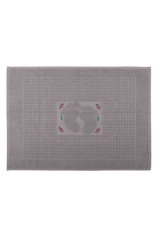 TEKİN - Embroidered Foot Towel 50*70 cm | Grey