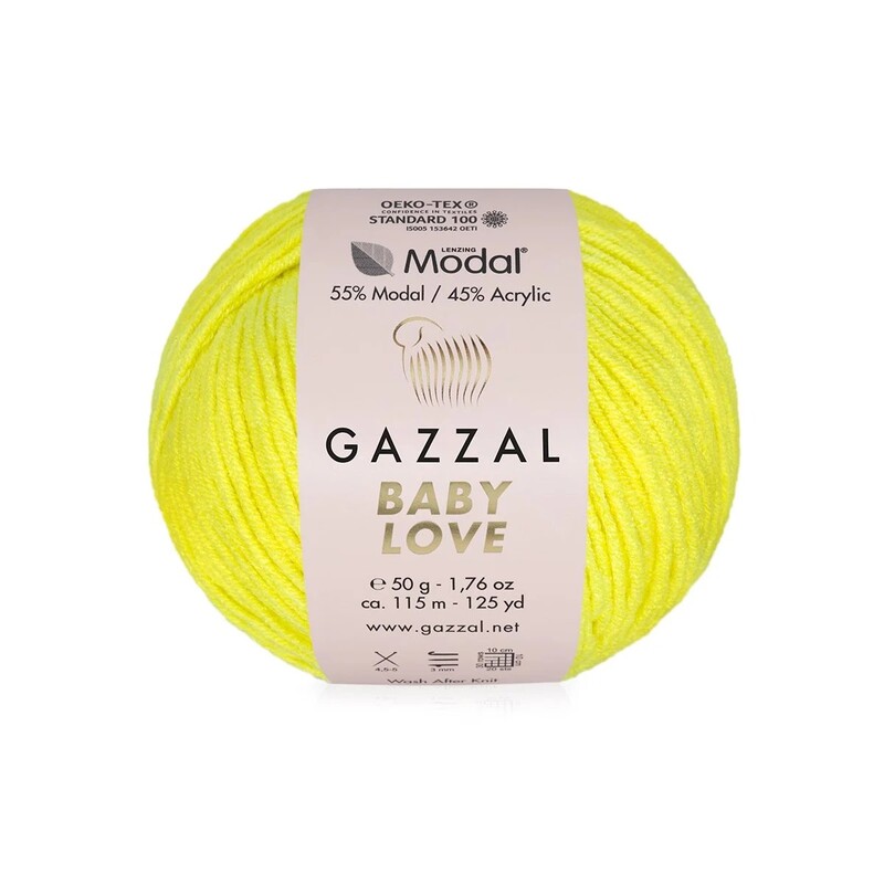 Gazzal - Пряжа Gazzal Baby Love/Ярко-жёлтый 1607
