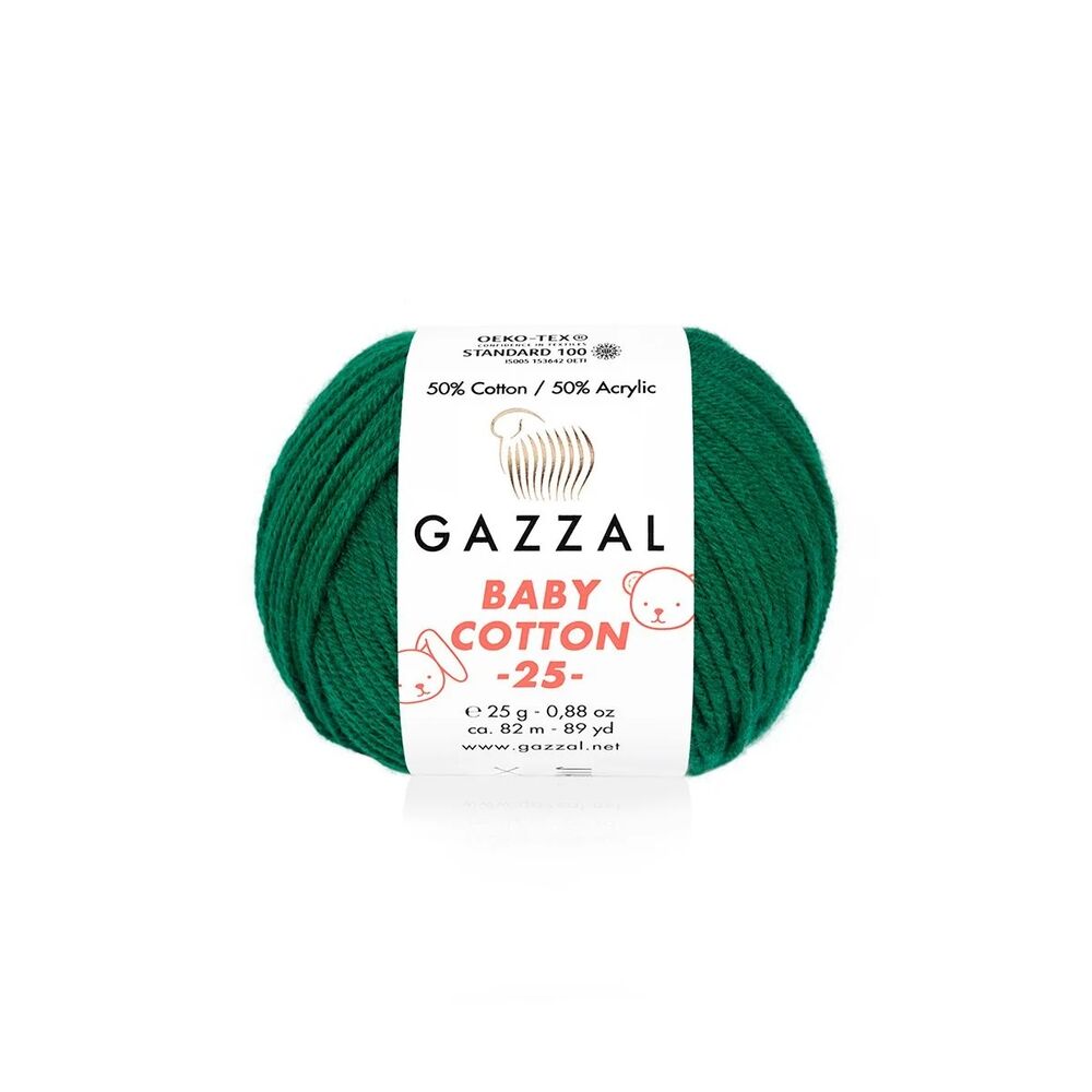 Пряжа Gazzal Baby Cotton 25 /Тёмно-зелёный 3467