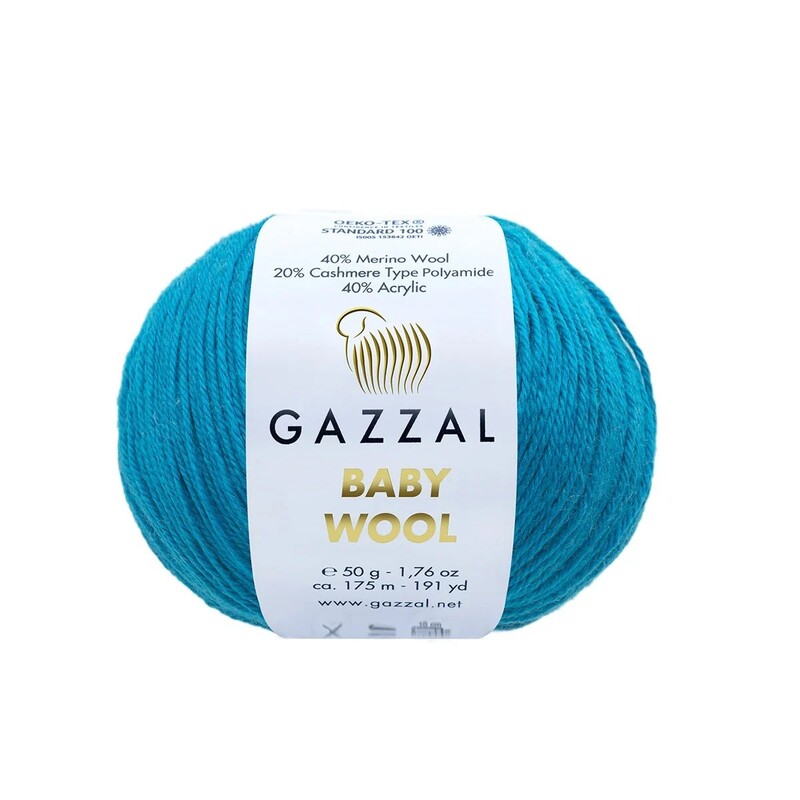 Gazzal - Пряжа Gazzal Baby Wool /Голубой топаз 822
