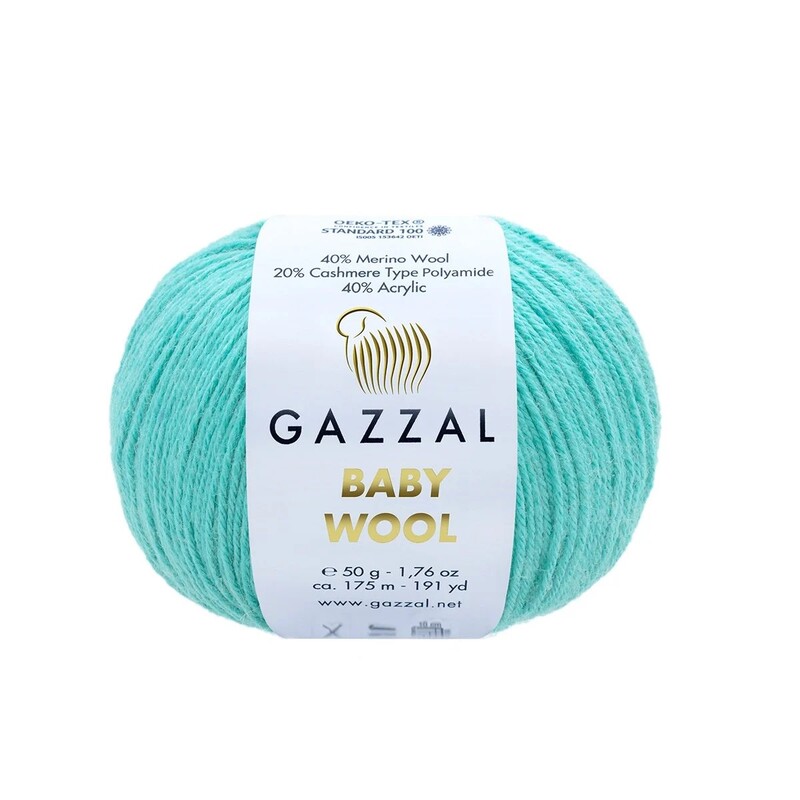 Gazzal - Пряжа Gazzal Baby Wool /Бирюзовый 820