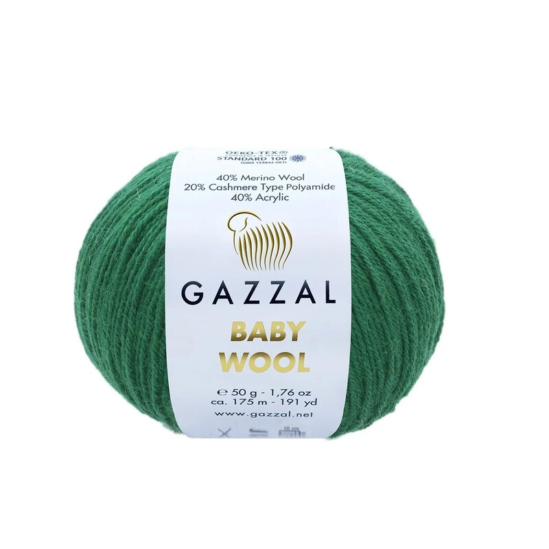 Gazzal - Пряжа Gazzal Baby Wool /Зелёный 814