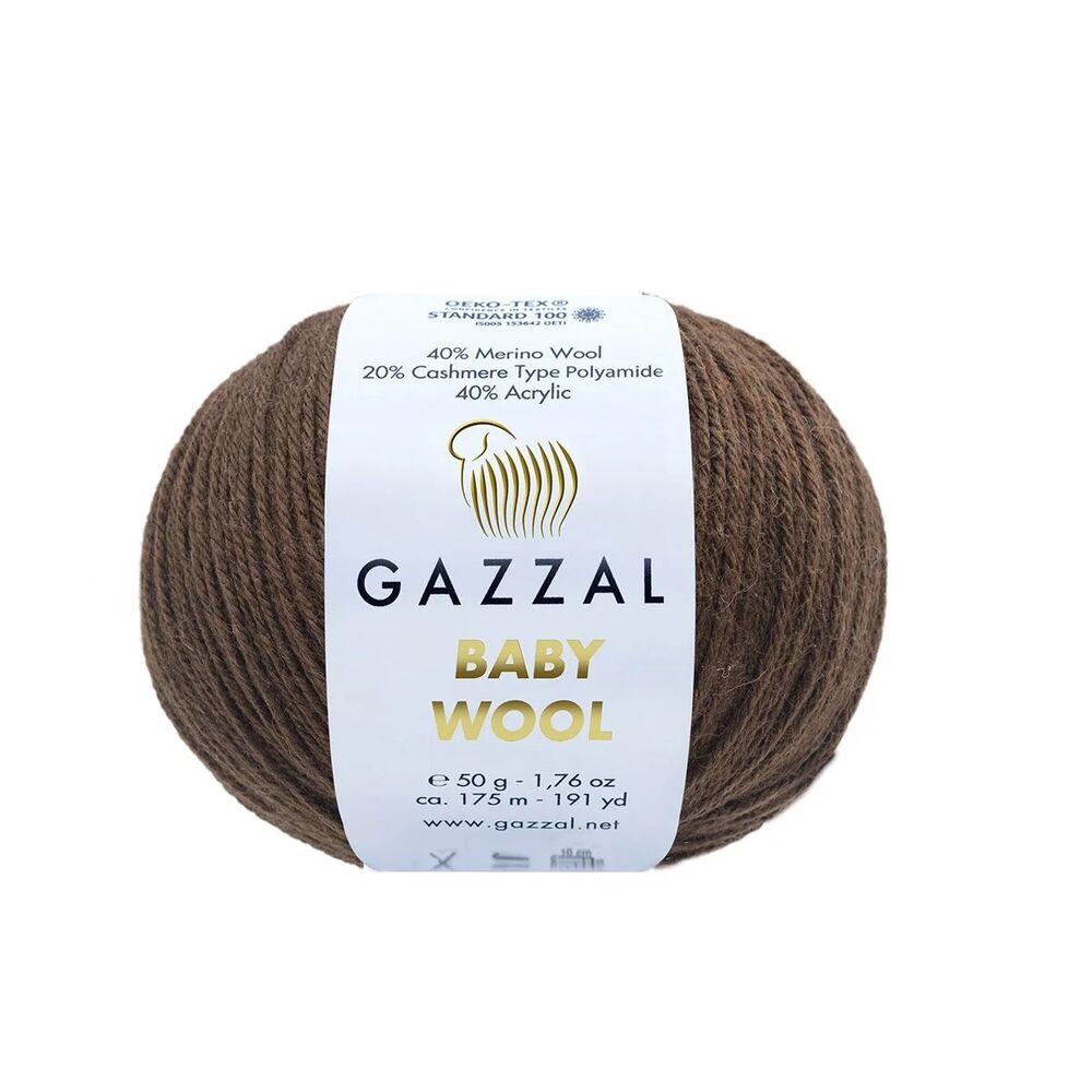 Пряжа Gazzal Baby Wool /Коричневый 807