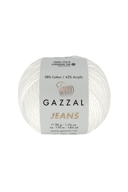 Gazzal - Пряжа Gazzal Jeans /Белый брилиант 1101