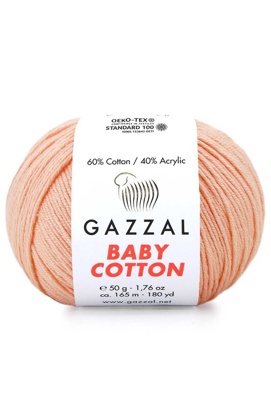 Пряжа Gazzal Baby Cotton /Светлый лосось 3412 - Thumbnail