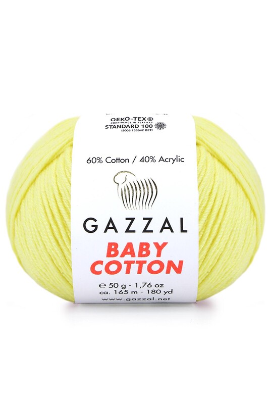 Пряжа Gazzal Baby Cotton /Жёлтый 3413 - Thumbnail