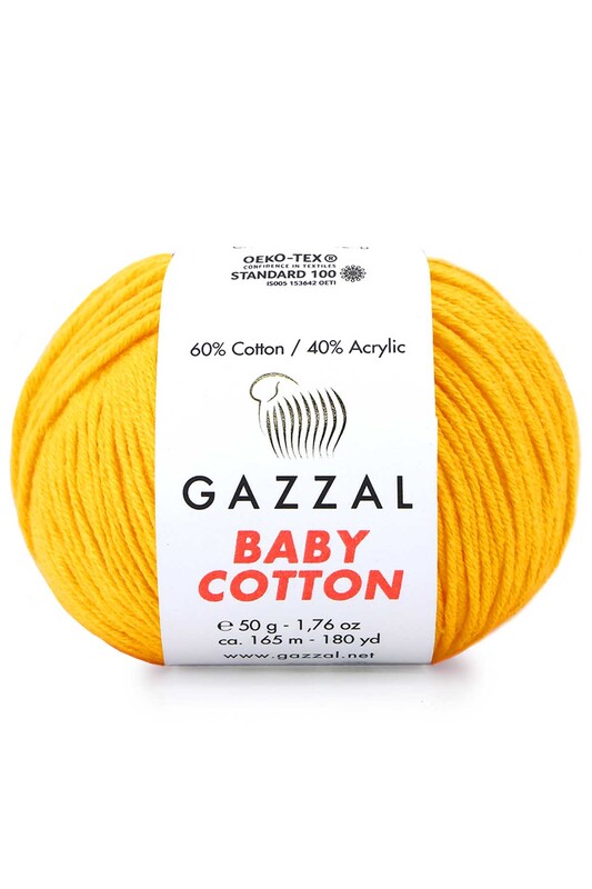 Gazzal - Пряжа Gazzal Baby Cotton /Насыщеный жёлтый 3417
