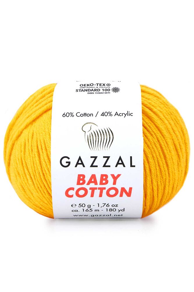 Пряжа Gazzal Baby Cotton /Насыщеный жёлтый 3417