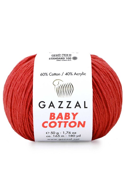 Пряжа Gazzal Baby Cotton /Красно-коралловый 3418 - Thumbnail