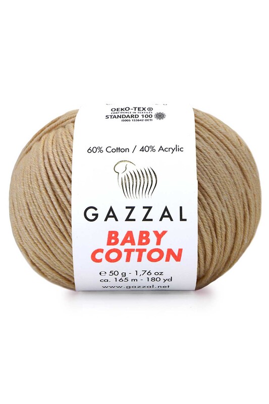 Gazzal - Пряжа Gazzal Baby Cotton /Тёмный крем 3424