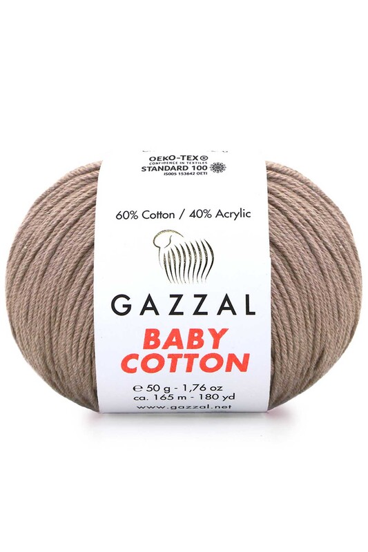 Пряжа Gazzal Baby Cotton /Коричнево-бежевый 3434 - Thumbnail