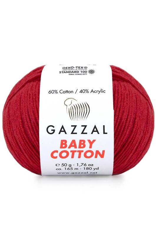 Gazzal - Пряжа Gazzal Baby Cotton /Тёмно-красный 3439