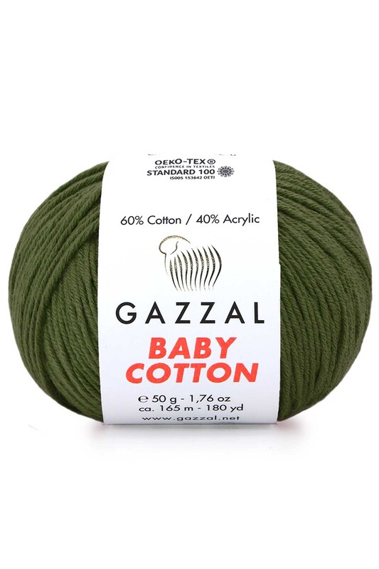 Gazzal - Пряжа Gazzal Baby Cotton /Хаки 3463