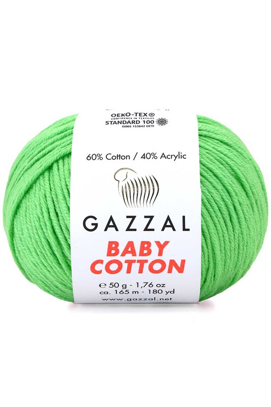 Gazzal - Пряжа Gazzal Baby Cotton /Салатовый 3466