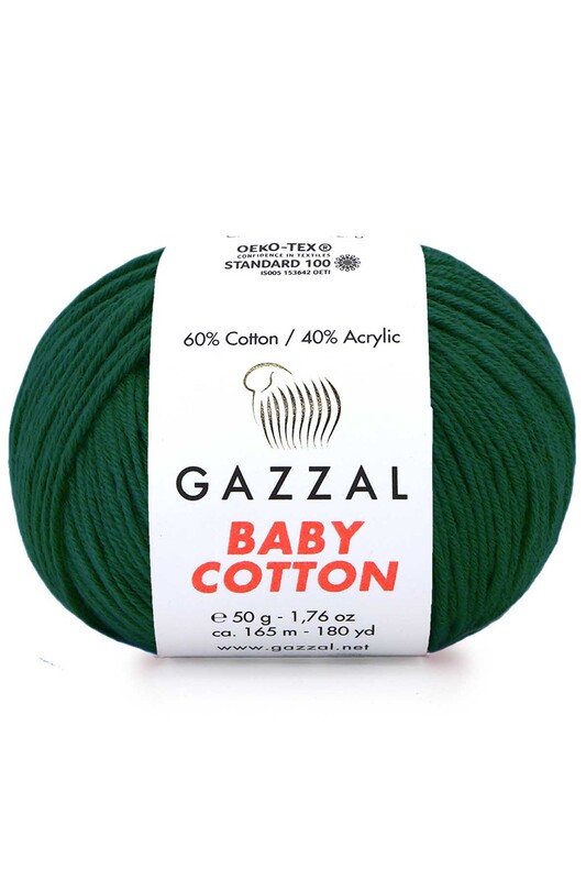 Gazzal - Пряжа Gazzal Baby Cotton /Тёмно-зелёный 3467