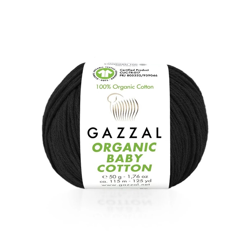 Gazzal - Пряжа Gazzal Organic Baby Cotton/Чёрный 430