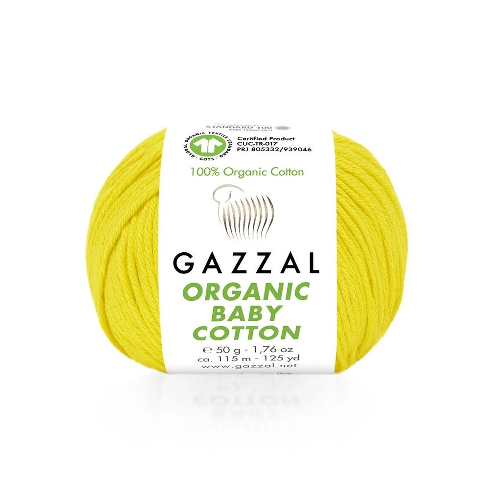 Пряжа Gazzal Organic Baby Cotton/Жёлтый 420