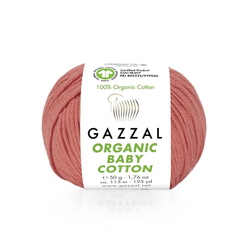Пряжа Gazzal Organic Baby Cotton /Светлый коралл 419 - Thumbnail