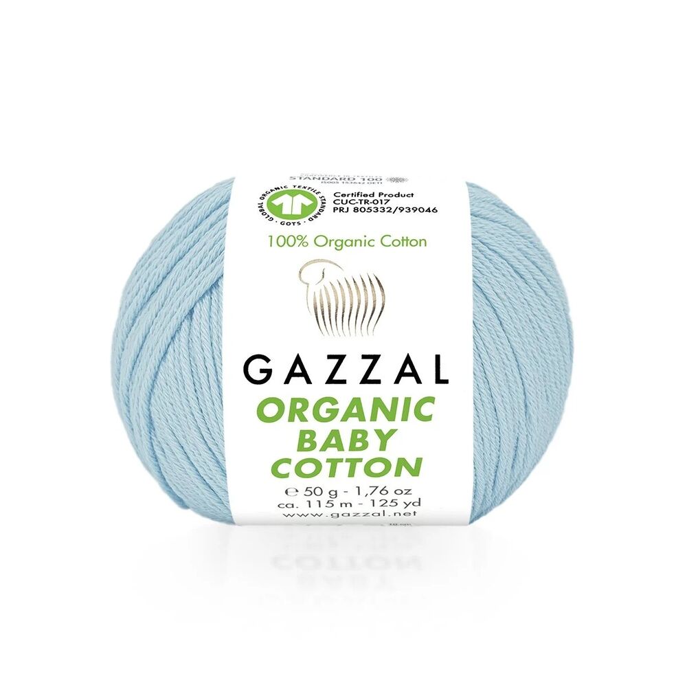Пряжа Gazzal Organic Baby Cotton/Голубой 423