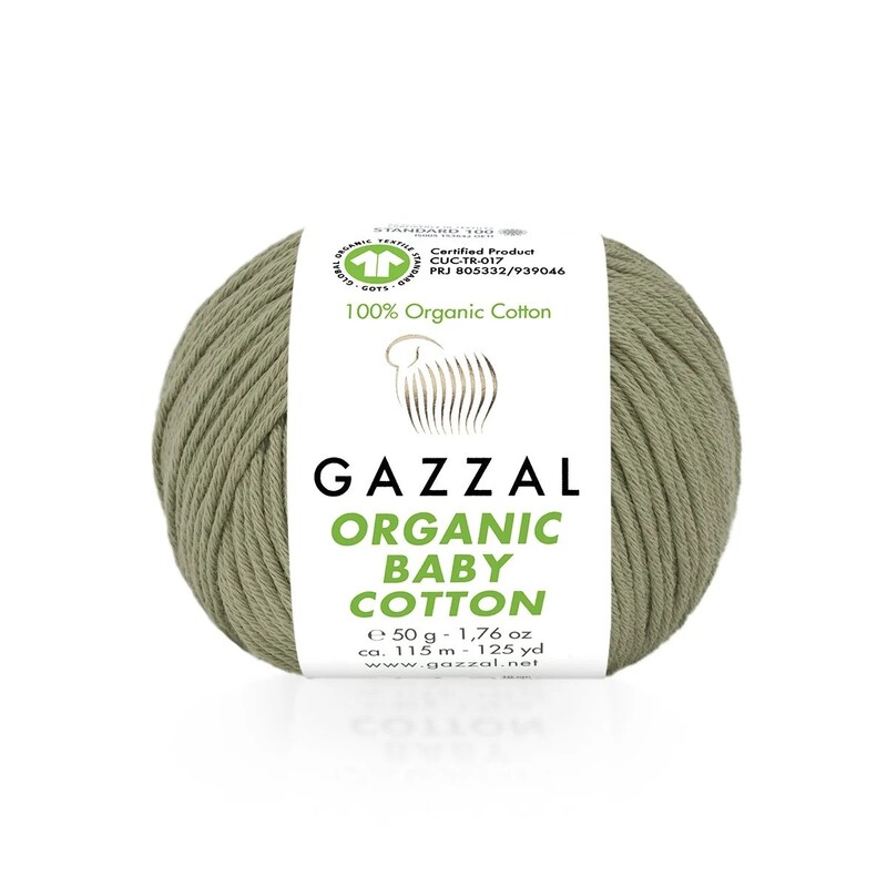 Пряжа Gazzal Organic Baby Cotton/Оливковый 431 - Thumbnail