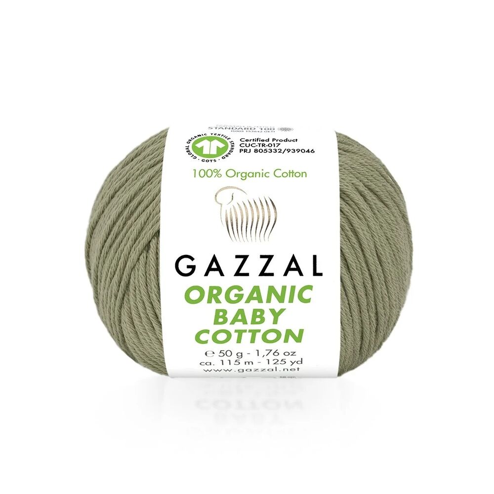 Пряжа Gazzal Organic Baby Cotton/Оливковый 431 