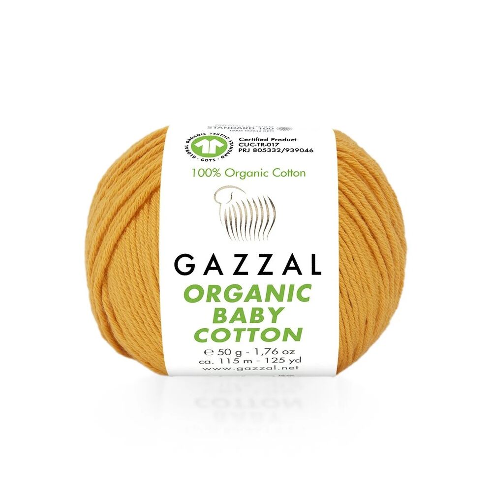 Пряжа Gazzal Organic Baby Cotton/Горчичный 418