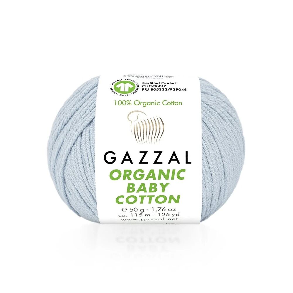 Пряжа Gazzal Organic Baby Cotton/Нежно-голубой 417