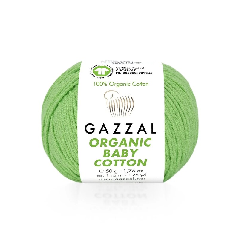 Gazzal - Пряжа Gazzal Organic Baby Cotton/Светло-зелёный 421