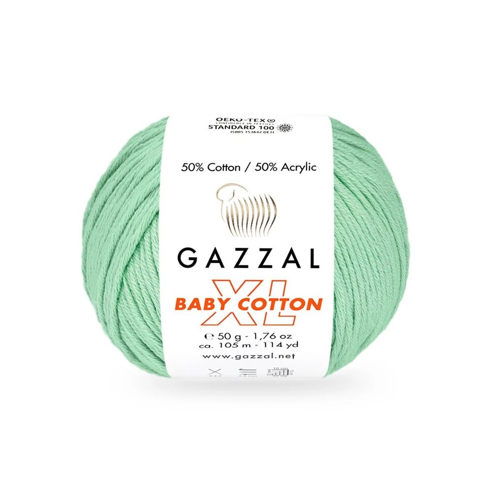 Пряжа Gazzal Baby Cotton XL /Водная зелень 3425